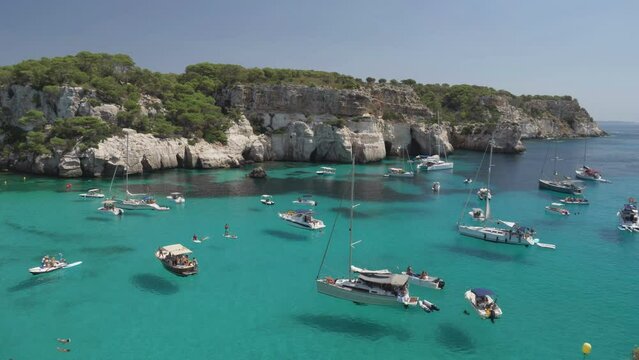 The picturesque Cala Macarella in Menorca Island, Spain