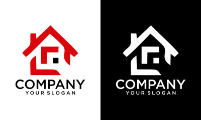 illustration modern letter LG or GL house logo design