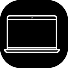 Laptop device icon with black filled line outline style. laptop, computer, business, screen, technology, isolated, notebook. Vector Illustration