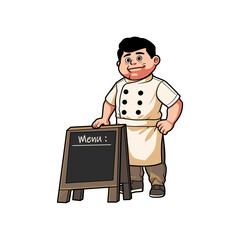 Funny Chef mascot character design for culinary business and restaurant vector illustration