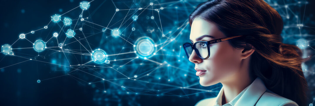 Neue Technologie, Technologie der Zukunft und der Mensch. Mensch und Technologie. Generiert mit KI