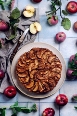 Whole wheat spiced apple pie .selective focus.