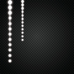 Various LED stripes on a black and transparent background, glowing LED garlands.