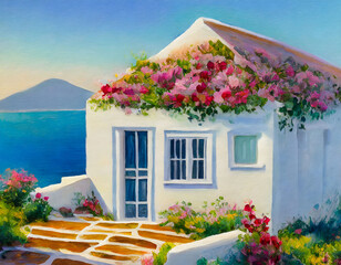 A Tiny House on the mediterranean sea, illustration