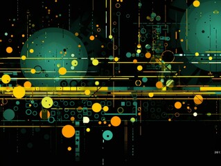 Abstract sci-fi green and yellow background, concept of digital future., AI