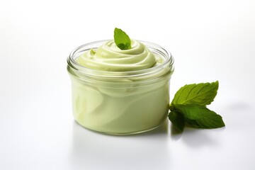 small bowl with pistachio paste isolated on transparent or white background