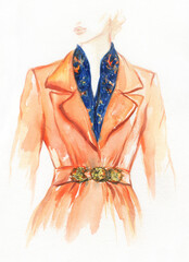 fashion dress design. watercolor painting. illustration