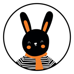 black rabbit , Winter and autumn print for pajamas, kids apparel