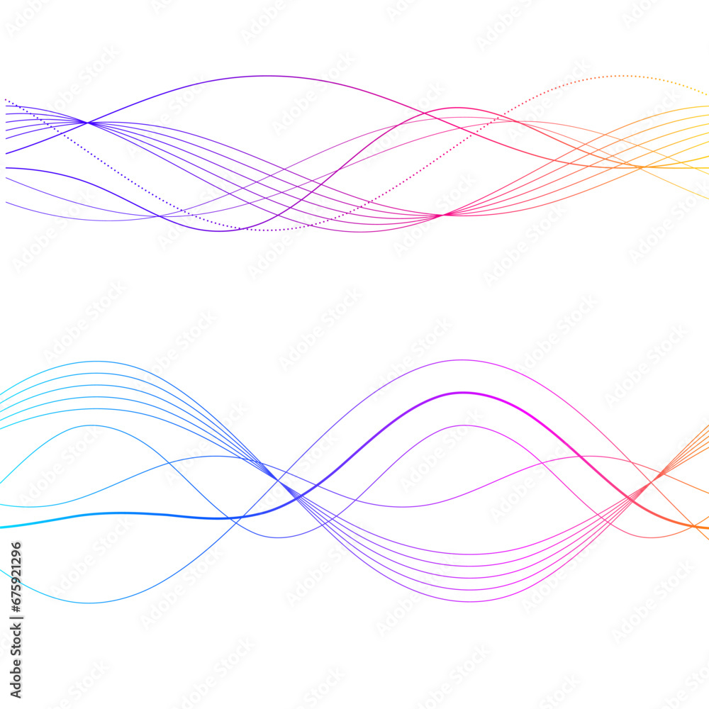 Poster set elements design abstract broken stripes on white background isolated. curved wave streak for dec
