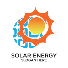 Solar energy logo design simple concept Premium Vector