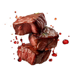 flying cubes Grilled steak, created by generative AI technology