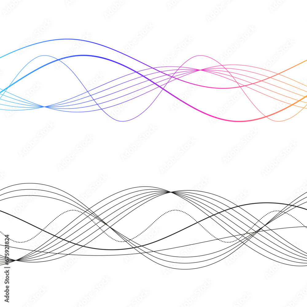 Poster set elements design abstract broken stripes on white background isolated. curved wave streak for dec