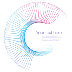 Design elements. Wave of many purple point circle ring. Abstract vertical wavy stripes on white background isolated. Vector illustration EPS 10. Colorful waves with lines created using Blend Tool