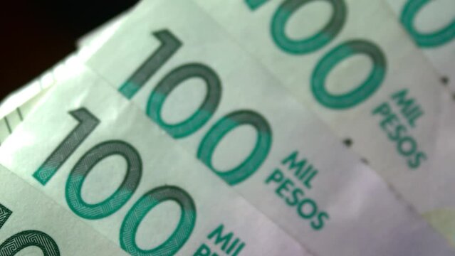 Colombian money pesos bills Colombian banknotes close up COP