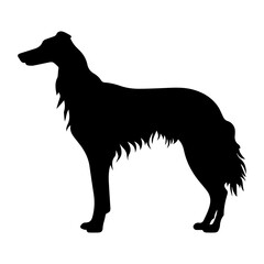 Borzoi Dog Vector Silhouette, Generative AI.