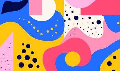 Fototapeta premium Abstract risograph background with Organic Shapes and Dots Pattern in Pastel Colors 