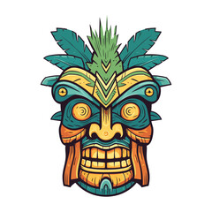 Tiki mask maskot logo design, vector illustration, Generative Ai.