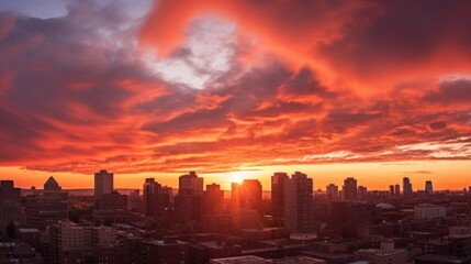 sunset over the city