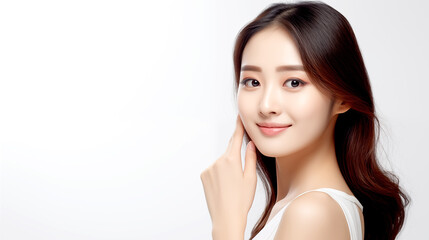 Fototapeta premium BEAUTIFUL YOUNG ASIAN WOMAN WITH CLEAN FRESH SKIN. legal AI
