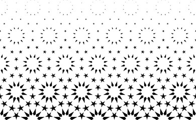 Pattern based on traditional Islamic ornament. Disappearing effect. Short fade out . Black and white.