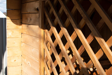 Wall of a wooden gazebo