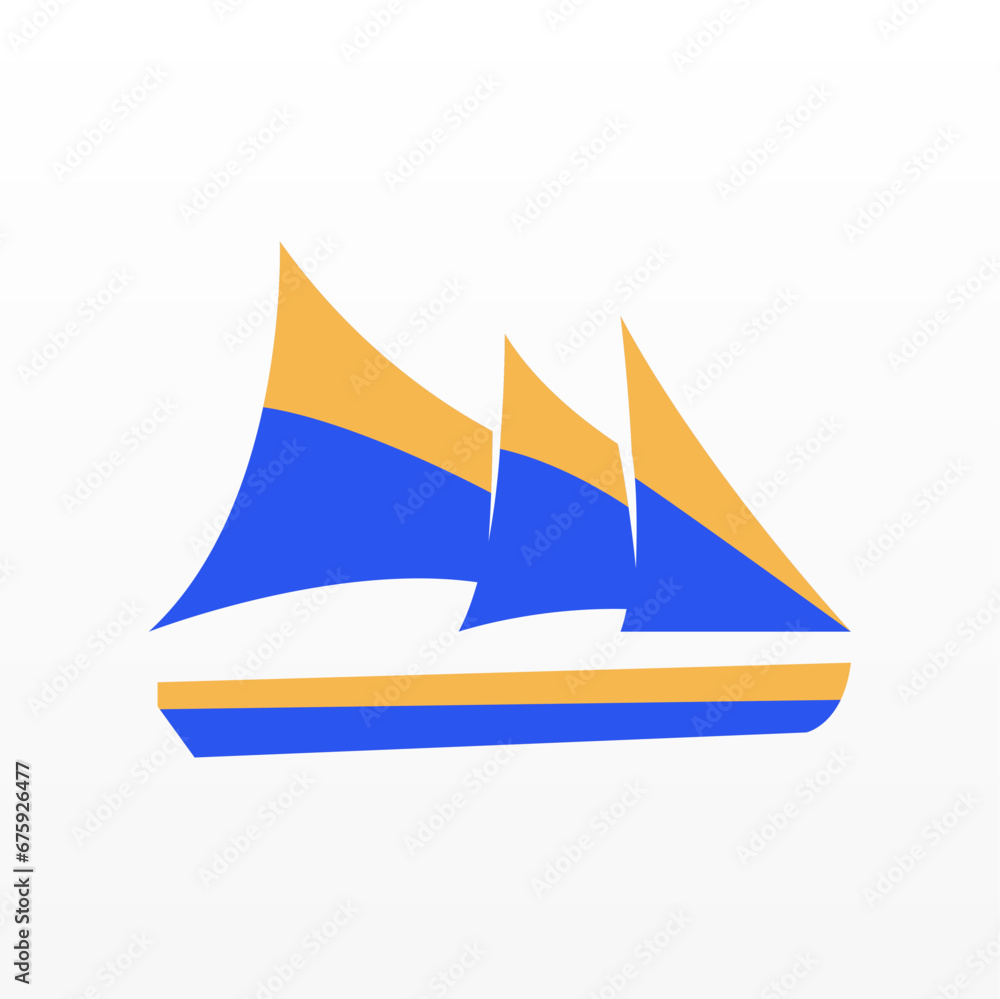 Wall mural sailboat logo design concept. simple sail logo template