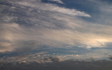 Skyscape. Cumulus clouds in close-up.