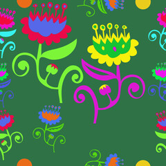 Seamless doodle    flowers branches . Hand drawn.