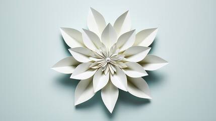 Farbenfrohe Origami-Blume aus Papier auf weißem Hintergrund, Kunsthandwerk in leuchtenden Farbtönen