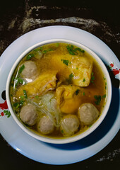 Bakso is an Indonesian meatball. Bakso refer the complete dish of beef broth soup, noodle, tofu and celery. Bakso are popular foods in Indonesia.