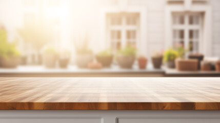 Empty beautiful wood table top counter and blur background