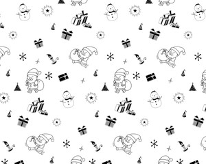 Obraz premium クリスマス総柄背景：シームレスパターン