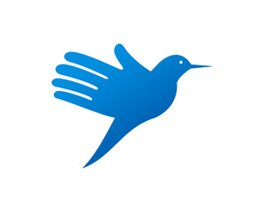 Flying Colibri bird with hands wings vector logo