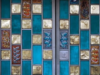 door Mexico city Basilica of Our Lady of Guadalupe.