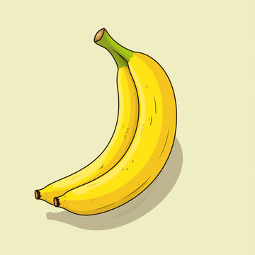 A minimalist illustration of a yellow banana. Flat clean cartoon 2D illustration style