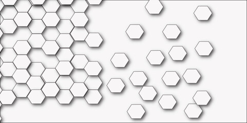 Abstract white background with hexagon and hexagonal background. geometric mesh cell texture. Luxury white pattern with hexagons. Vector illustration.3D futuristic abstract honeycomb mosaic background
