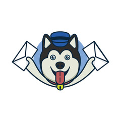 Dog With Postman Tools Design Vector