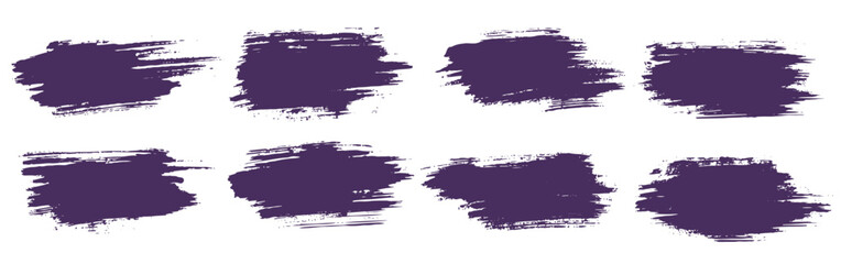 Vector purple color paint grunge brush texture set