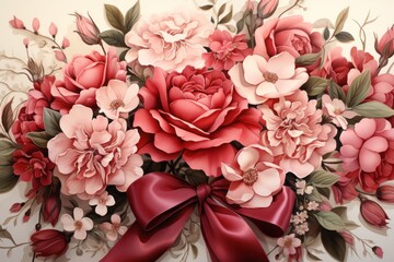 red  and pink roses  background