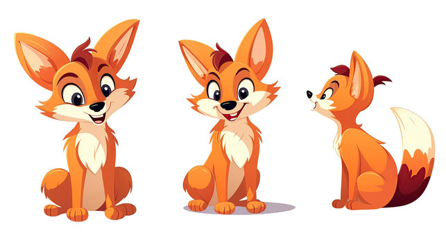 Cartoon of foxs, isolated on transparent background.