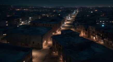 Fototapeta premium Abandoned City at Night, Empty Night City, No People, Realistic
