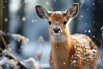 Tuinposter deer in the forest © nataliya_ua