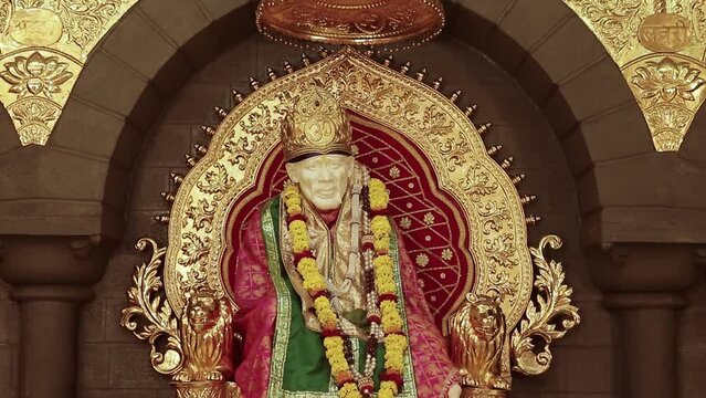Sai Baba marble statue in an Indian temple