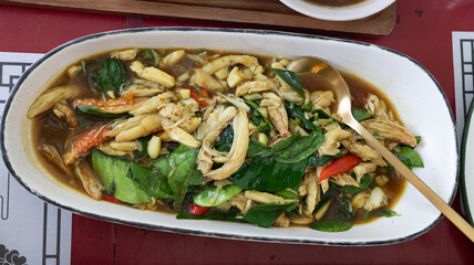 stir fried crab meat in curry thai food