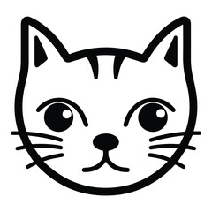 Cat Face Flat Icon Isolated On White Background