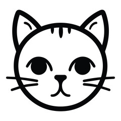 Cat Face Flat Icon Isolated On White Background