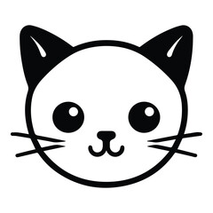 Cat Face Flat Icon Isolated On White Background