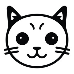 Cat Face Flat Icon Isolated On White Background