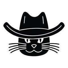 Cat In Hat Flat Icon Isolated On White Background