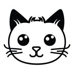 Cat Face Flat Icon Isolated On White Background